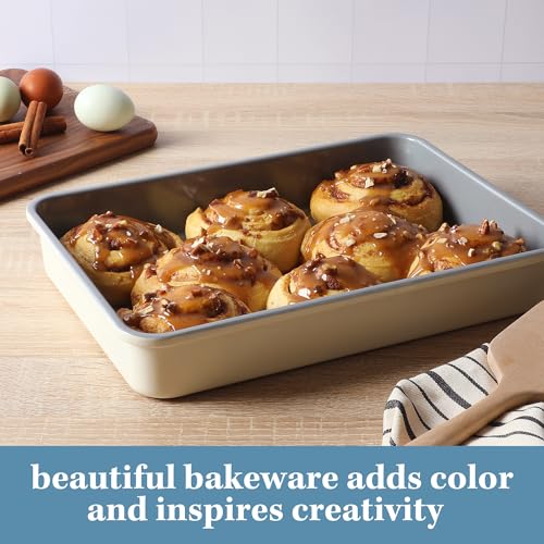 Sur La Table Kitchen Essential Bake Sale 9 X 13 Inch PFOA, PFAS, PTFE Free Nonstick Roaster/Cake/Baking Pan - Linen White - size: Roaster Pan (13" x 9")