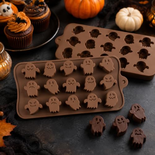 15-Cavity Halloween Ghost Silicone Mold for Chocolate Candy and Ice
