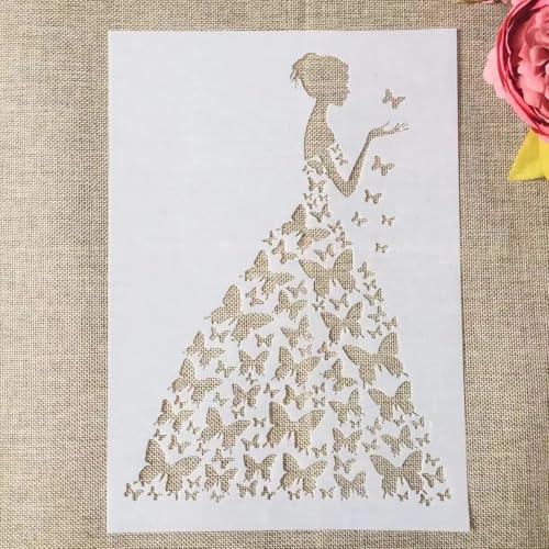 TIAMECH A4 Reusable Wedding Bride Stencil for Painting - style: Wedding Bride