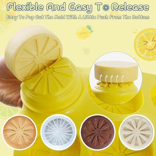 2Pcs Silicone Lemon Shaped Mold Ice Cube Tray for Freeze, 9-Cavity Non-Stick Lemon Chocolate Candy Mold for Baking Mousse Cake - color: 9-cavity regular lemon shaped mold