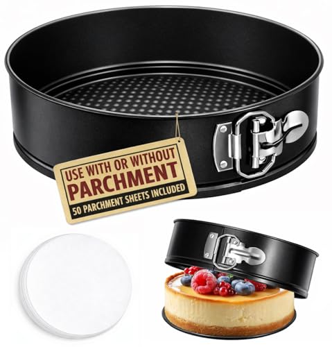 9 Inch Springform Pan 50Pcs Parchment Paper Cheesecake Nonstick Baking Mold - size: 9" Cake Pan