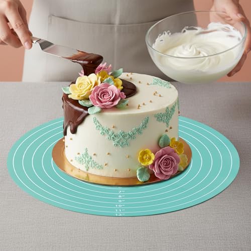 Cake Turntable Mat,11.8In Round Silicone Baking Mat