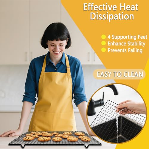 VNIMTI 2 Pack Cooling Rack for Baking Cooking, 16" x 10" Squares Wire Racks - size: 16" x 10" - 2PCS