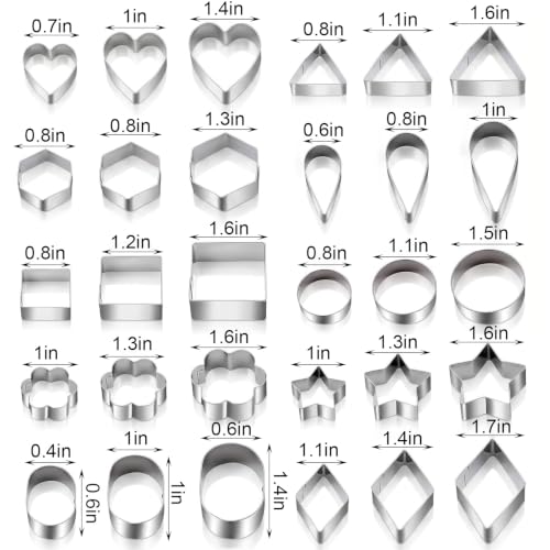 30pcs Cookie Cutters Variety Pack, Metal Clay Cutters Shapes