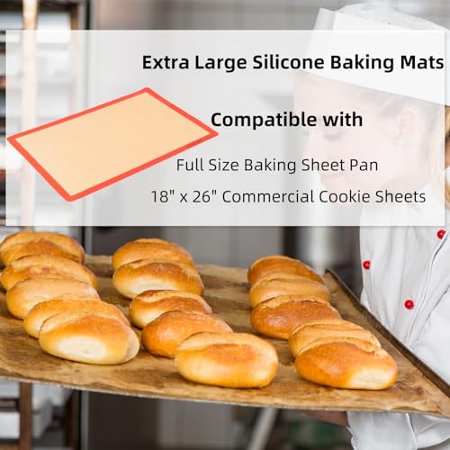 AMYONE Silicone Baking Mat for Full Size Sheet Pan, Platinum, 18x26" Large - size: 24.5"L x 16.5"W