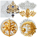 Baroque Silicone Mold Curlicues Scroll Lace Fondant Mold Set of 4 - color: Style E