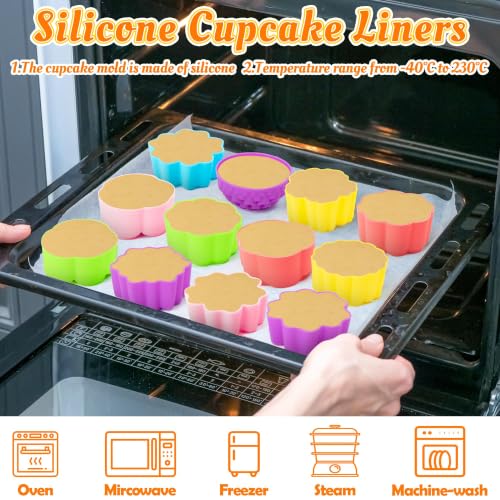 R HORSE Mini Silicone Cupcake Liners Molds, Muti Floral Shaped Baking Cups - style: New Flowers