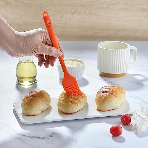 4PCS Silicone Basting Pastry Brush, MONGSEW Heat Resistant Food Brush Spread Oil Butter Sauce for BBQ Grill Baking Kitchen Cooking, BPA Free, Dishwasher Safe (Multicolor, 4 Pcs) - size: 10.2*1.7