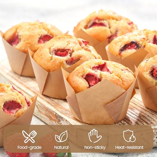 Ruisita 150 Pcs Mini Cupcake Liners Muffin Liners Baking Cups - color: Natural
