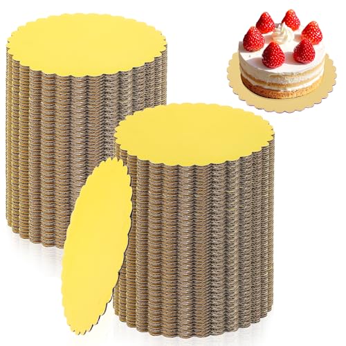 120 Pack 6 Inch Disposable Gold Round Cake Boards