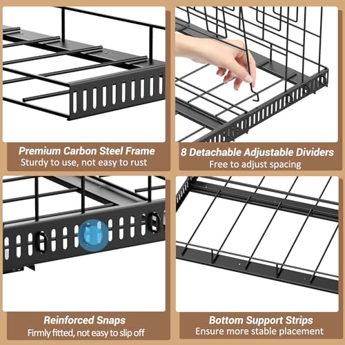 Housolution Pull Out Baking Tray and Cookie Sheet Cutting Board Organizer - color: Black, 8 Dividers