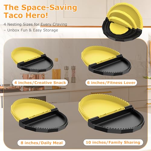 Tortilla Sealer Crimper Maker - for 10"+8"+6"+4" Flour Tortillas - color: Black Yellow
