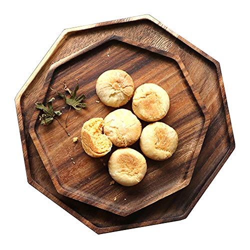 2 Acacia Wooden Trays Serving Platter Cheese Veggie Round Charcuterie Board - size: 8-10 Inch (Pack of 2)