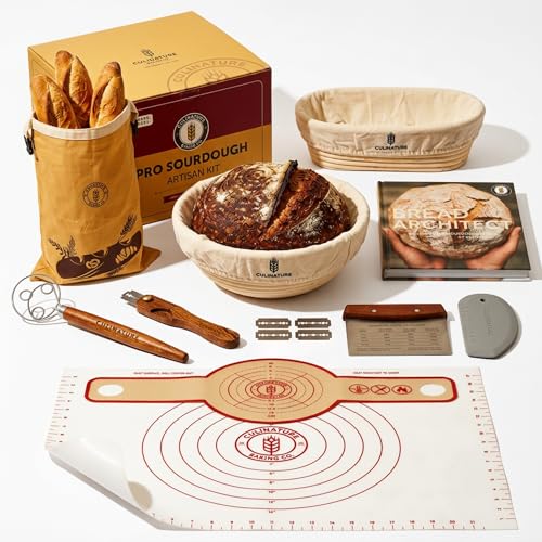 Complete Sourdough Starter Kit 2-Banneton Set 10”, Beeswax Bag & Cookbook - size: Pro Sourdough Artisan Kit