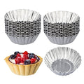 20 Pack Egg Tart Pans, 2.6 x 0.8in Small Metal Cupcake Pans Pie Cookie Muffin Tins Reusable Baking Mold Cups - size: L