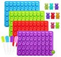 4 pcs Large Gummy Bear Molds 5 ML, BPA-FREE Silicone Chocolate Candy Gummy Molds with 4 Droppers，Non-stick and Bpa Free for Candy Chocolate Gummies Baking -140 Cavity - color: 4pc- Large Bear