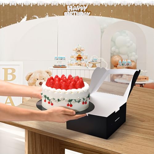 32Pcs 10 Inch Cake Boxes with Cake Boards (16Boxes & 16Boards) Black - color: Black