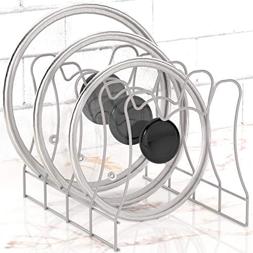 Simple Houseware Kitchen Pot Lid Rack Holder Organizer, Silver - color: Silver
