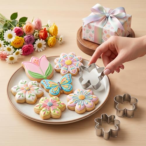 Ymapinc 6pcs Flower Cookie Cutter Set, Cookies, Fondant, Cheese Making