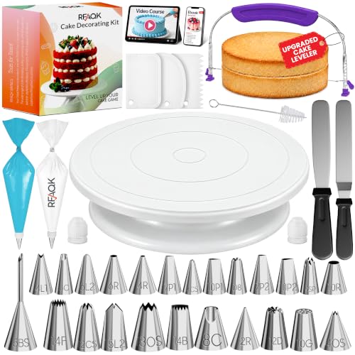 RFAQK 90PCs Cake Decorating Kit with Video Course for Beginners & Pros - color: White