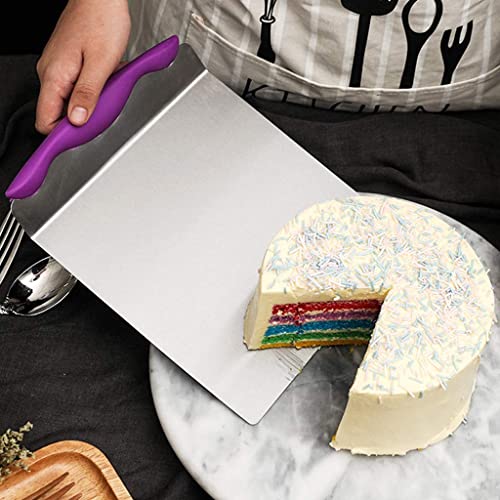 Cake Safe Lifter 7.8"x9.6" Stainless Steel Pizza Transfer Shovel Cookie Spatula - color: Purple