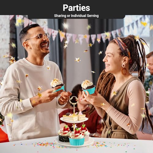 EUSOAR Aluminum Foil Cups, 5oz 50pcs Baking Cups with Lids, 3.34"x2.59"x2.35" 125ml Snacks Desserts Flan, Economical Catering Gathering Club Shower Wedding Party Favor Baking Cups-Blue - color: Blue, size: 50pcs