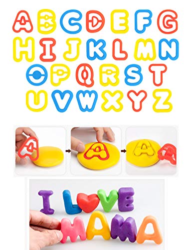 Kids Letter Molds Numeral Molds Tools Set for Preschool cognition Creative Cutting (41 Pieces) - color: #10-41PCS