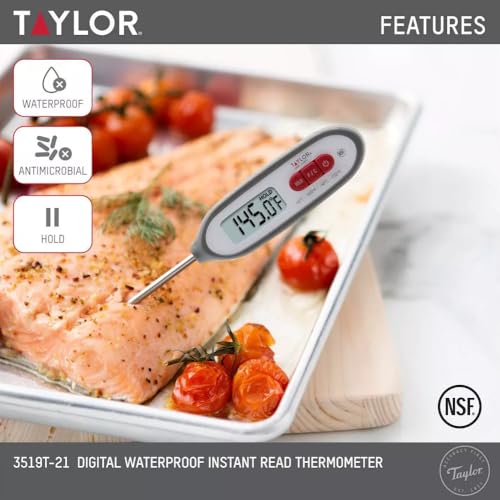 Taylor – Compact Instant-Read Pen Style Digital Kitchen Meat Thermometer - Waterproof Grey - Gray - color: Gray