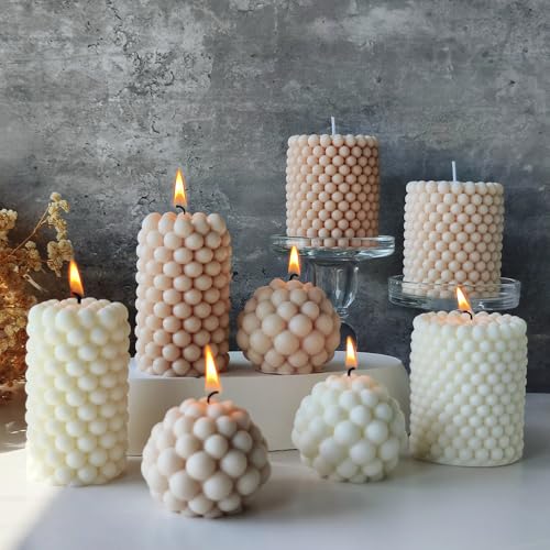 Silicone Candle Molds, 3D Bubble Sphere Scented Candle Mold, Cozy Atmosphere Design, Colorless, BPA Free, Silicone Molds for Candle Making, DIY, Resin, Wax, Soap, Clay, Chocolate Etc - color: Bead Sphere