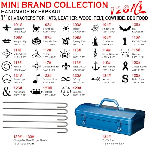 128Pcs 1" Custom Branding Iron for Wood, Leather Branding Stamp Kit - size: 128PCS 1" Assorted Characters Full Set