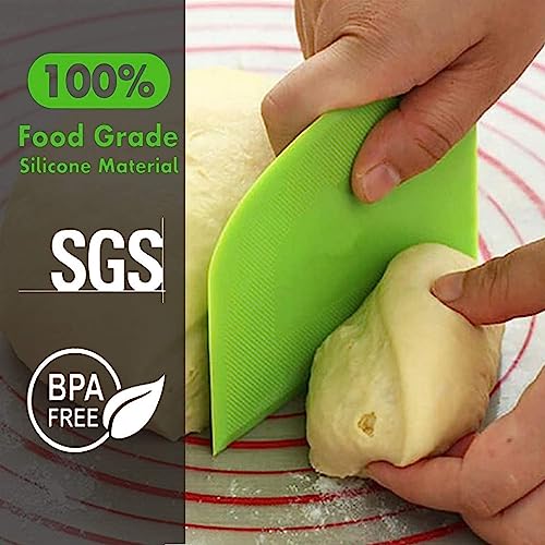 SURDOCA Dough Scraper Bench Scraper - 3P 4.7x3.7" Plastic Flexible Bowl Scraper, Sharp Edge & Angles Cake Scraper. Non-Slip Bakeware Decorating Tools Sculpting & Modeling Tools - Blue+Pink+Blue - color: Blue+Pink+Blue, size: 12x9.5cm/4.7x3.7''