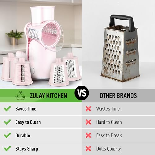 Rotary Cheese Grater Hand Crank, Vegetable Shredder - Classic Pink - color: 28 - Pink