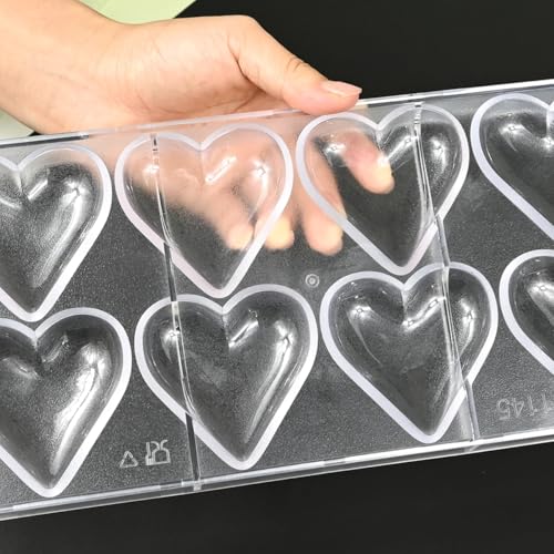 TUKE Heart-Shaped Polycarbonate Chocolate Mold 8 Cavity Candy Making Mold for Valentine's Day, Baking, DIY Desserts - Reusable, Dishwasher Safe, Professional Grade (D_ Heart) - size: Heart