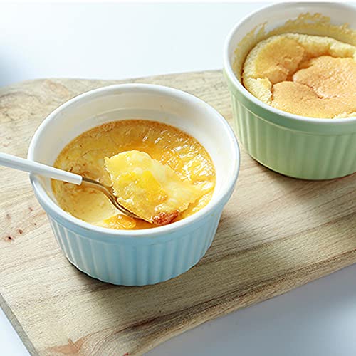 Ramekins 6oz Oven Safe,Creme Brulee Ramekin and Souffle Dishes,Porcelain Baking Bowls,Dipping Sauce Dish.Pudding Cups,Set of 6,Colorful. - color: Colorful