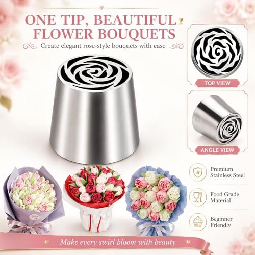4pcs Russian Piping Tips Set Extra Large Stainless Steel Flower Icing Tips