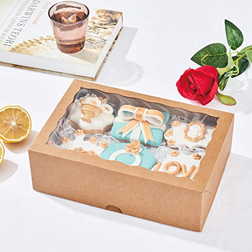24PCS 10 x 7 x 2.5 inches Brown Strawberries Boxes with Display Window, Sweet Treat Boxes for Cookies, Donuts, Macarons, Muffins& Hot Coca Bombs, Perfect for Any Celebration - color: Brown