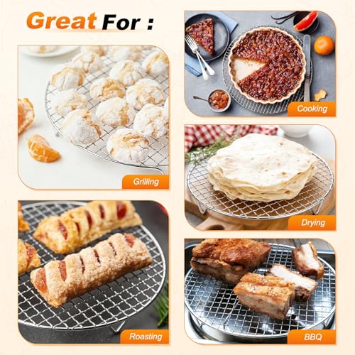 M METERXITY 1-Set Cooling Rack 9.6" Round 201 Stainless Steel, Silver - size: 9.6 Inch