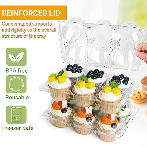 LotFancy 6 Count x 40 Sets Cupcake Containers, Clear Plastic Cupcake Boxes