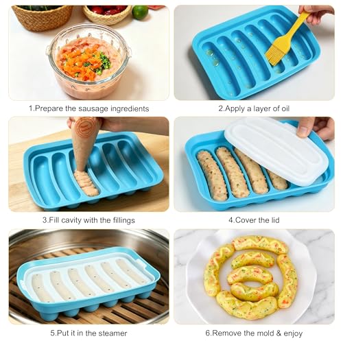 Silicone Baking Molds, Sausage-Shaped - color: Blue