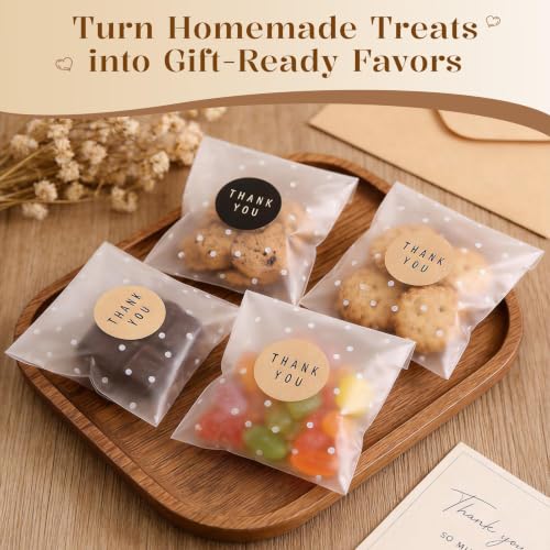 NPLUX Small Halloween Candy Bags, 200 Pack 4x4 in for Bake Sales - color: White Polka Dot, size: 4x4 Inch (Pack of 200)