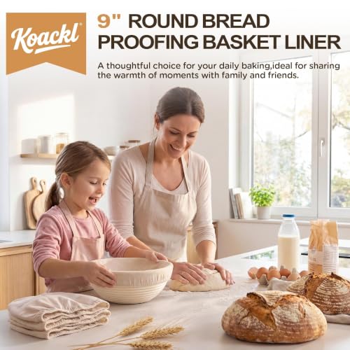 Koackl 6Pack Bread Proofing Liners 9" Cotton Banneton Sourdough Covers - size: 6 Pack 9" Round