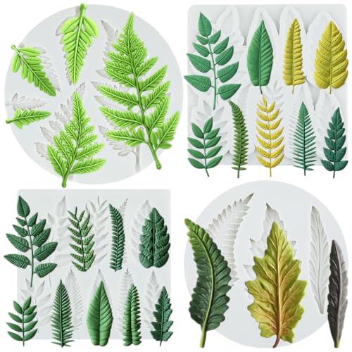 Tropical Leaf Silicone Molds Fern Leaf Fondant Mold Set Of 4 - color: Style I