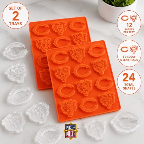 MasterPieces Game Day Set - FanPans NFL Chicago Bears - Silicone Ice Cube Trays Two Pack - Dishwasher Safe - style: Chicago Bears