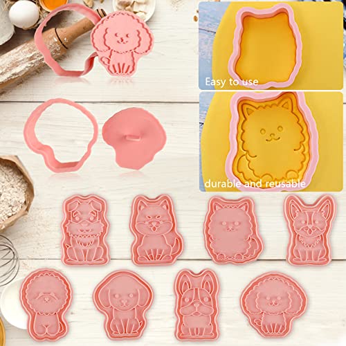 Dog Cookie Cutters Set, 8 Pcs Puppy Cookie Cutter with Plunger Stamps - color: Dog Cookie Cutters With Plunger Stamps