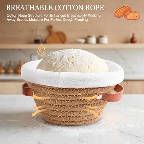 Bread Proofing Basket, 5 Inch Mini Bread Basket Set of 6, Sourdough Bread Baking Supplies, Sourdough Starter Kit, Sour Dough Starter Kits, Baking Gifts for Women, Sourdough Proofing Basket