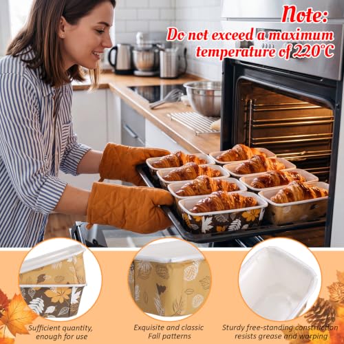 Hushee 50 Set Fall Paper Mini Loaf Pan Disposable, Autumn Leaf - style: Autumn Leaf
