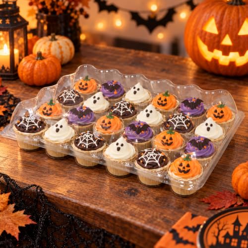 WIKDAY Plastic Cupcake Containers, 24 Count x 10 Sets