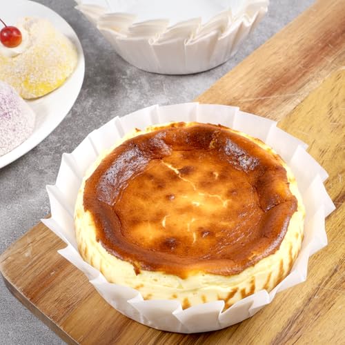 50 PCS Basques Cake Paper, 4 Inch Disposable Round Parchment Liners, Non-Stick Muffin Cupcake Liners Wrappers Oil Paper for Baking Air Fryer Cheesecake Cake Pan Oven