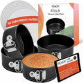 RFAQK 4 Inch Mini Cheesecake Pans Leakproof, 4pcs Small Nonstick Springform Pans with Removable Bottom, Includes 50pcs Parchment Papers, E-Book, Perfect for Baking Mini Cakes, Pizzas, Quiches & More! - size: 4-Inch