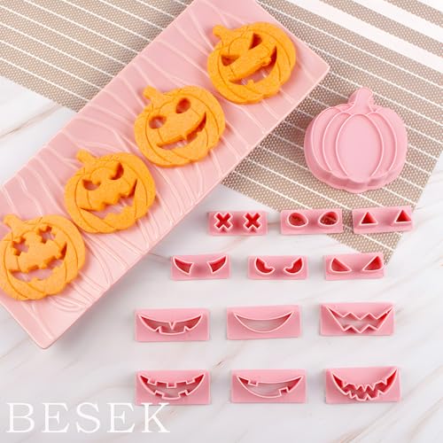 BESEK Halloween Cookie Cutters: 12 shape Pumpkin Cookie Cutter, Halloween Holiday Party Supplies for Biscuit Baking - color: Halloween